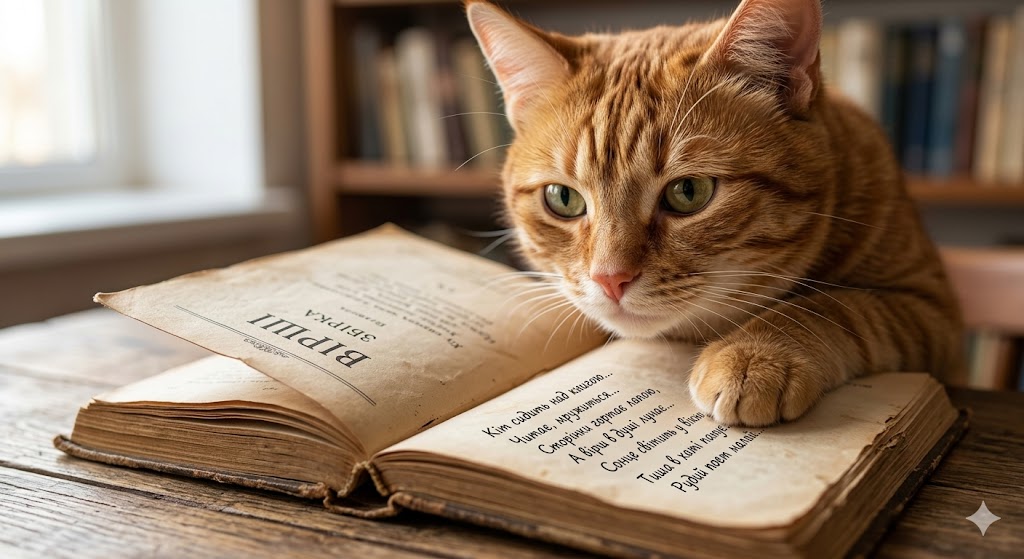 Котик з книгою Котик з книгою